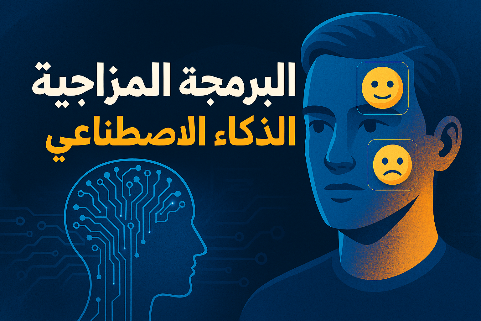 صورة توضيحية للبرمجة المزاجية بالذكاء الاصطناعي توضح العلاقة بين المزاج البشري والخوارزميات الحديثة